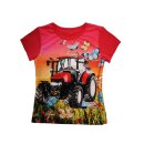 M&auml;dchen T-Shirt Traktor Schmetterling Hellrot