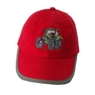 Rote Security Baseball Kappe grüner Traktor graue Felgen