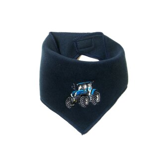 Fleece Klett Halstuch blauer Traktor-groß