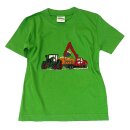 T-Shirt Stickerei Traktor Bagger Ladewagen-grün-116