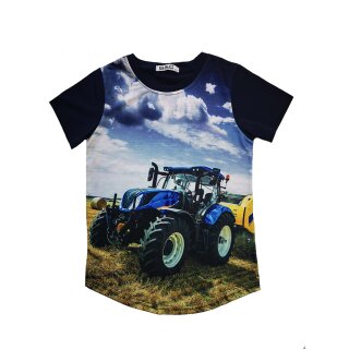 T-Shirt Traktor blauer Trecker Ballenpresse ZK-03 152