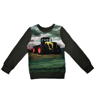 Leichtes Sweatshirt Traktor Zwillingsreifen Fotodruck gr&uuml;n