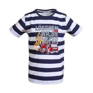 Salt and Pepper Kinder T-Shirt Feuerwehr Stickerei Streifen Dunkelblau 92/98