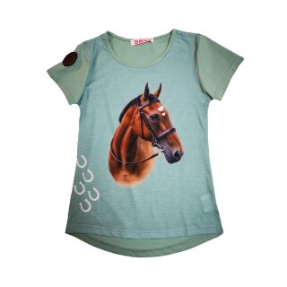 Mädchen T-Shirt Pferd Fotodruck F-16