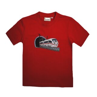 T-Shirt Stickerei Schnellzug Zug Rot 122