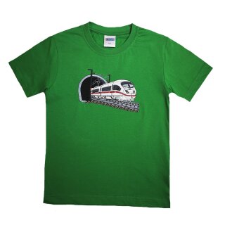 T-Shirt Schnellzug Zug Stickerei Gr&uuml;n
